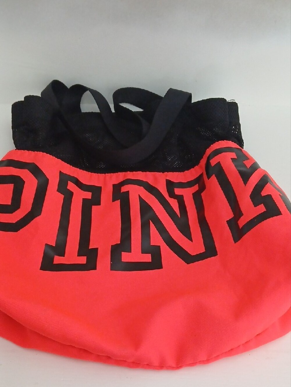 PINK Victoria's Secret Black Mesh and Coral Tote nwot - Picture 3 of 4